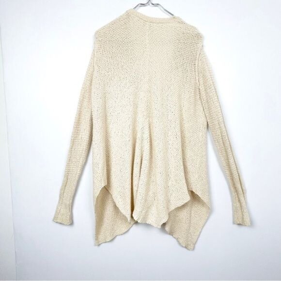 Free People ivory Open Weave Cardigan Shark Hem v neck XSmall - Picture 7 of 8
